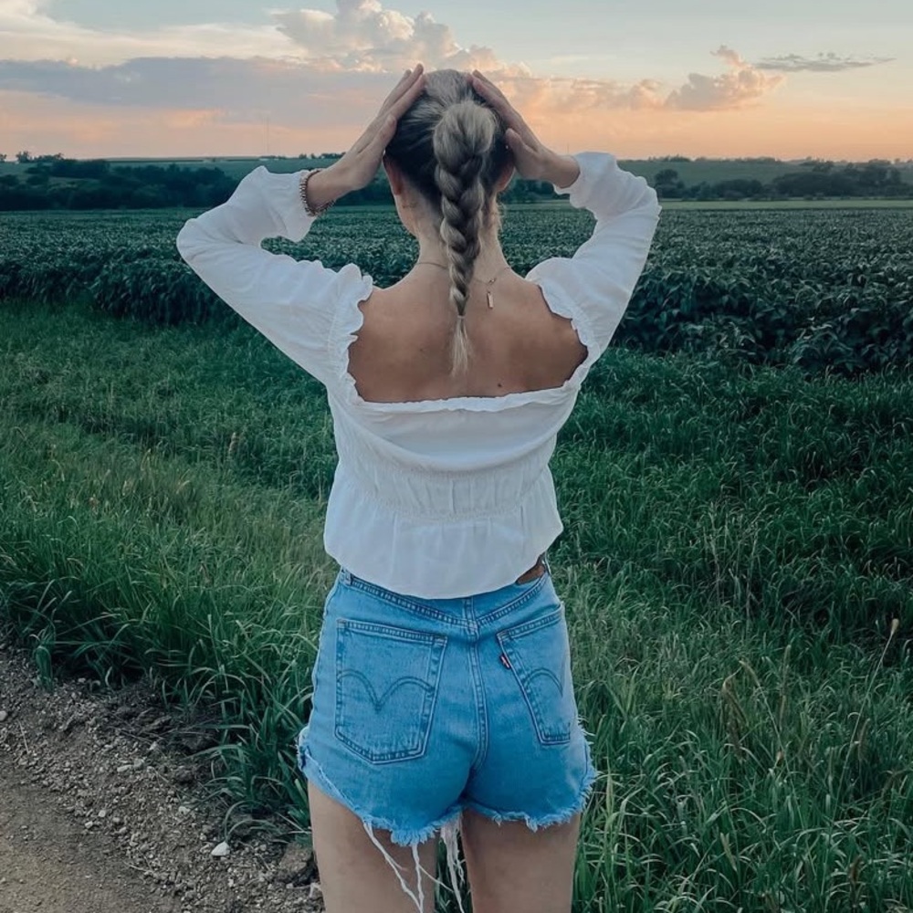 Levi's Blue Jean Shorts with Distressed Details